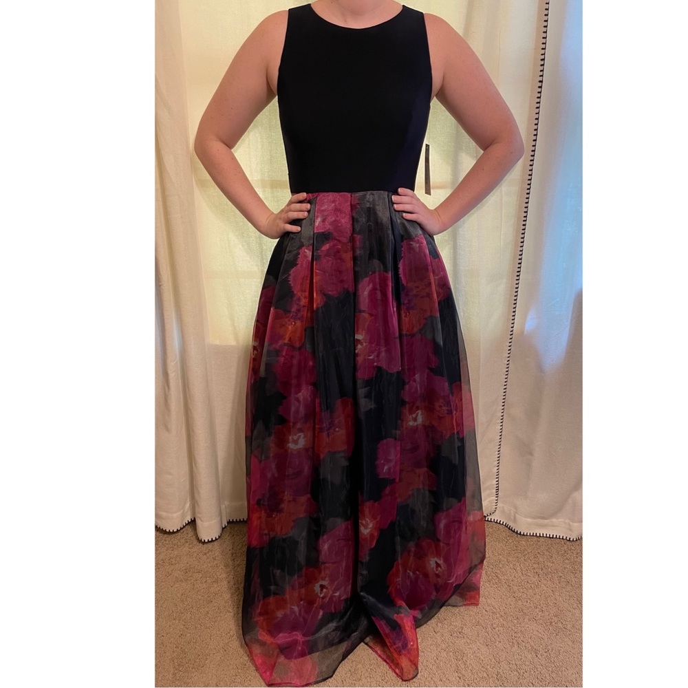Eliza J Floral Navy Blue Formal Dress